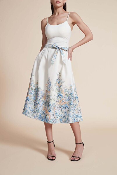 Yola تنورة ميدي فضفاضة مطرزة