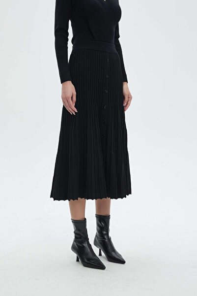 Nichii Solid Midi Skirt with Ruffle Details