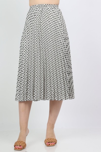 Nichii Printed Midi Skirt with Front Pleats