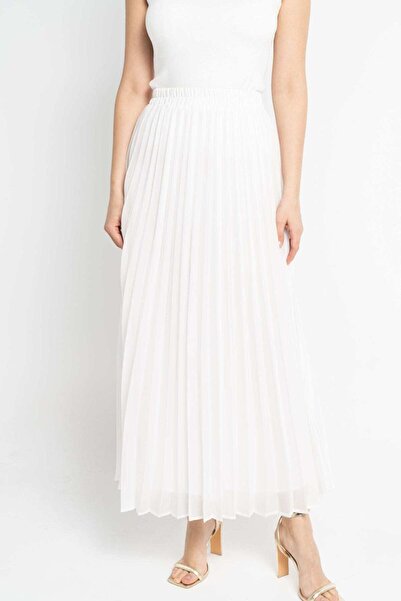 Nichii Solid Pleated Maxi Skirt
