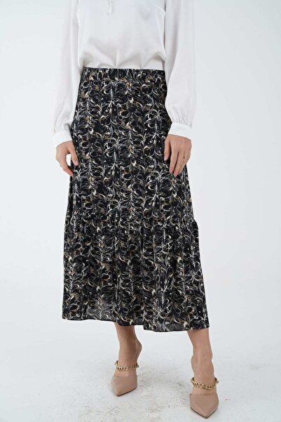 Nichii Printed Midi Skirt with Ruffles