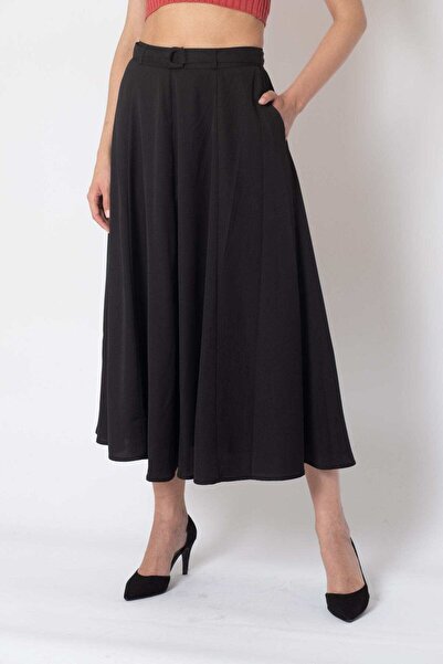 Nichii Solid Midi Skirt with Side Pocket