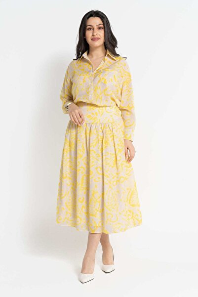 Nichii Floral Ruffled Midi Skirt