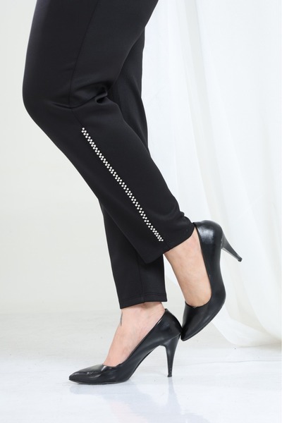 Esina Women's Diving / Scuba Fabric Ankle-Length Pants with Pearl Detail