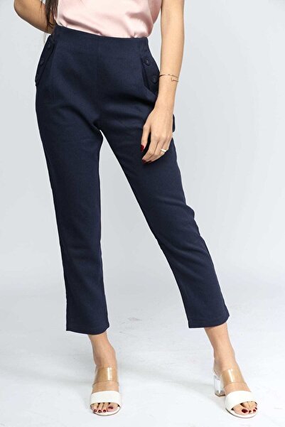 Nichii بنطلون سادة بأزرار جانبية