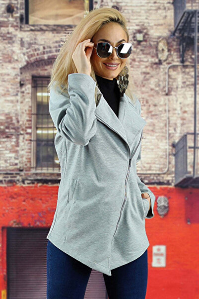 WildFashion Asymmetrical jacket with front zipper M571-18