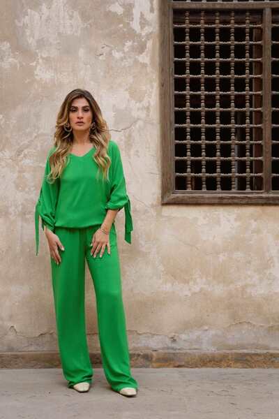 CARINA بنطلون واسع الساق سادة