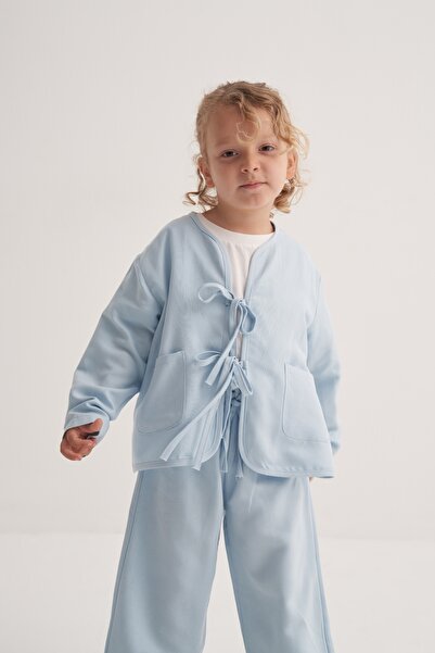 EBU Prive Унісекс дитячий бавовняний кімоно синього кольору