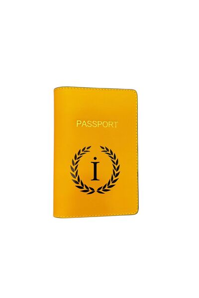 Seyahataksesuar Letter Design Leather Passport Cover I