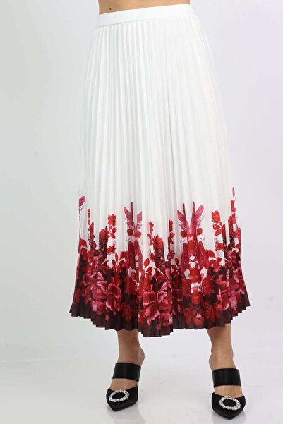 Nichii Embroidered Pleated Midi Skirt