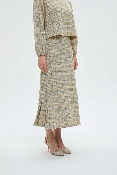 mica Checkered Midi Skirt