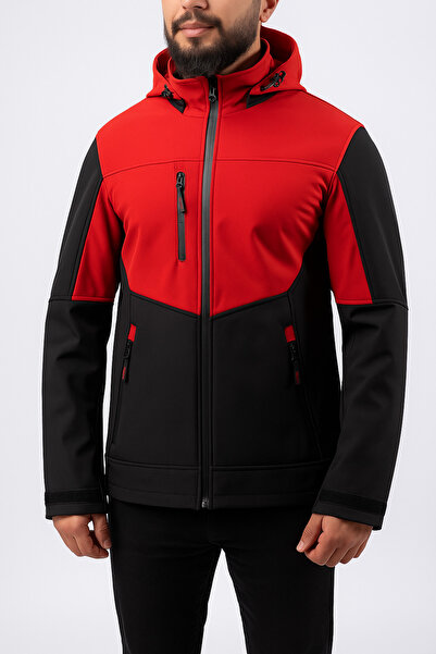 SoftShell CEKET KAPŞONLU MONT SİYAH - GRİ