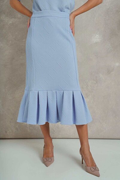 Nichii Checkered Ruffled Midi Skirt