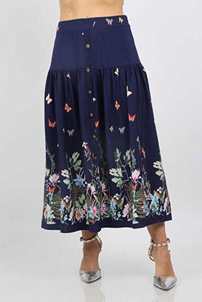 Nichii Floral Ruffled Midi Skirt