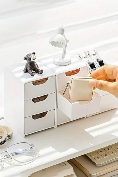 Bayev 2 Pcs Tidy Office Mini Drawer Organizer 3-Drawer Multi-Purpose Organizer-Jewelry Hobby Office Organizer