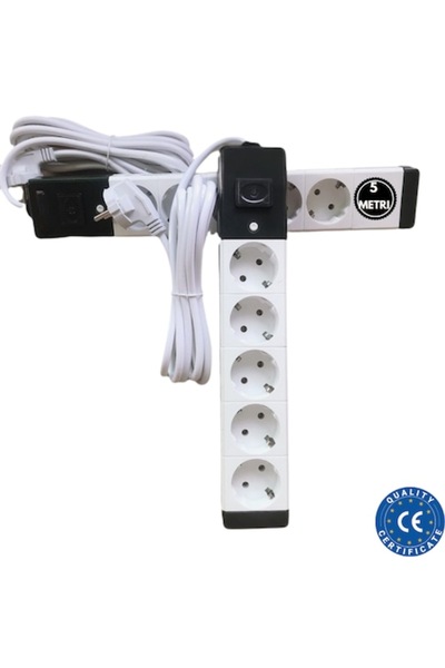 SMART GADGETS C&A Prelungitor Electric 5 Prize Schuko Cu Intrerupator On Off, Cablu 5 Metri, Protectie Supratensiune