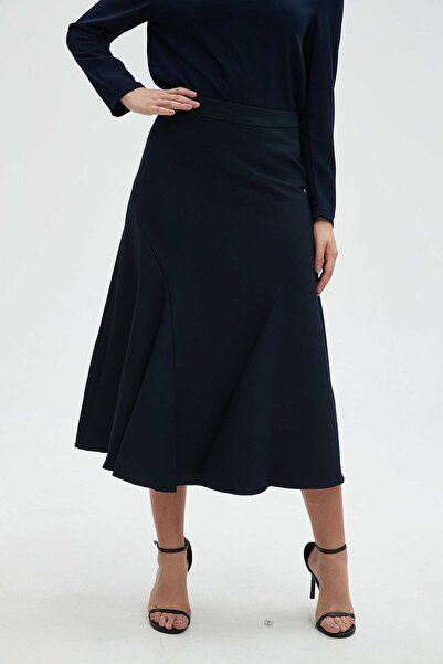 mica Solid Ruffled Midi Skirt