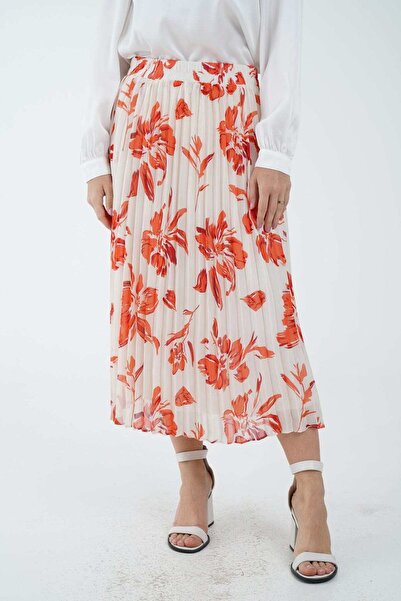 Nichii Floral Pleated Midi Skirt