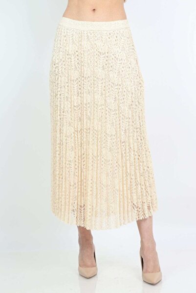 Nichii تنورة ميدي مطوية مطرزة