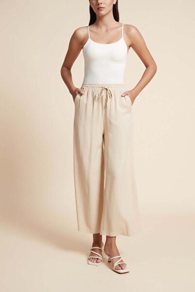 Yola بنطلون واسع الساق سادة