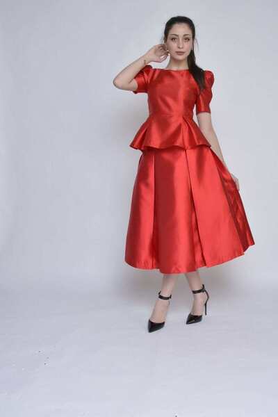 Nichii Solid Midi Evening Skirt