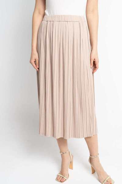 Nichii Solid Pleated Midi Skirt