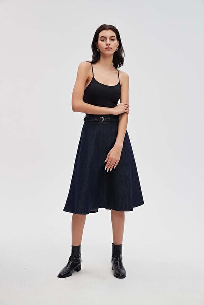 menta Solid Wide-Leg Knee-Length Skirt