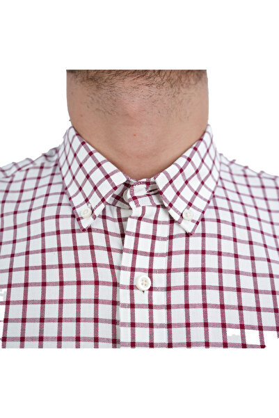 Giordano Men's Cotton Oxford Shirt - Small Lion Embroidery, Slim Fit, Full Button