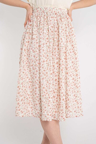 Nichii Embroidered Ruffled Midi Skirt