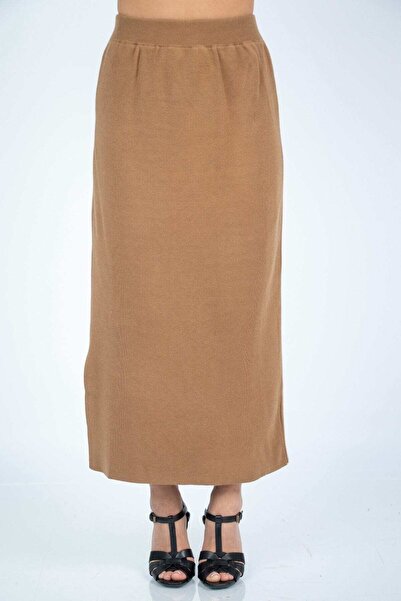 Nichii Solid Ribbed Midi Skirt