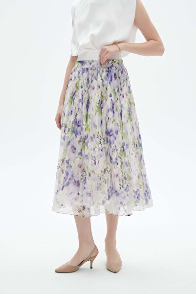 Nichii Embroidered Ruffled Midi Skirt