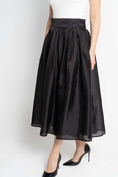 Nichii Solid Ruffled Midi Skirt