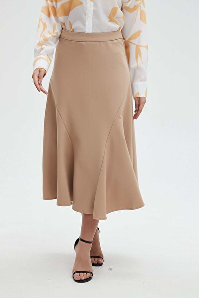 mica Solid Ruffled Midi Skirt