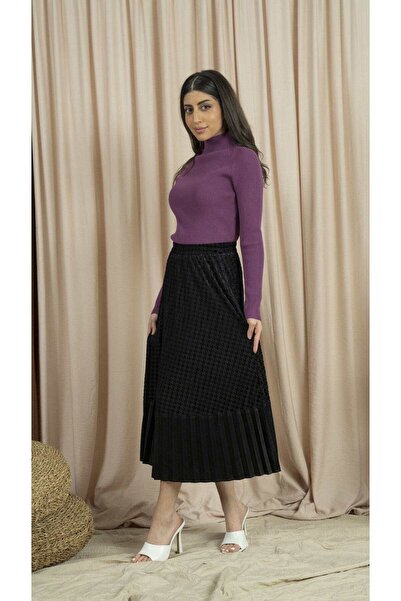 Nichii تنورة ميدي مزينة بالزهور مع حافة مطوية