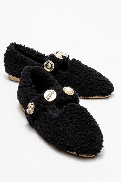 CCWAY AYAKKABI Women's Pearl Belted Home Slippers Black