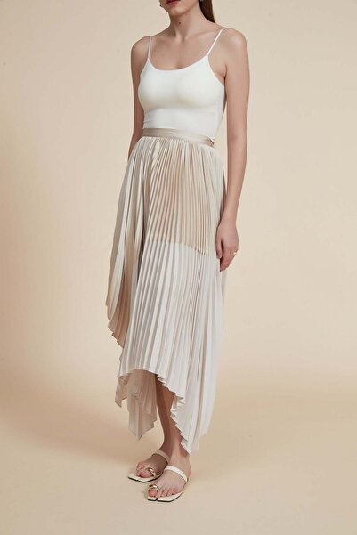 Yola تنورة ميدي مطوية بخصر مرتفع