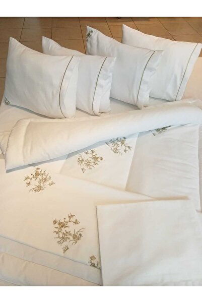 BAŞ TASARIM Butterfly Embroidered White Winter Baby Sleeping Set and Duvet Co...