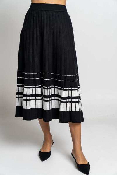 Nichii Striped Midi Skirt with Ribbed Detail