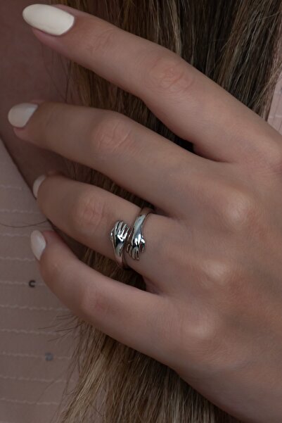 Takı Dükkanı Gold Quality Hugging Hands Women Ring Gift for Lover Husband Wife Friend Bby02Y