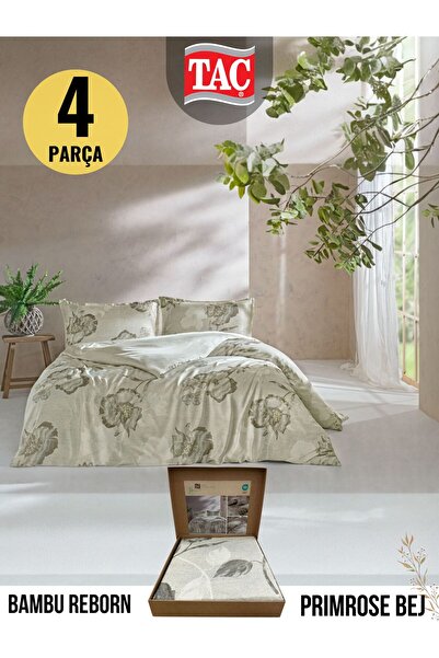 Taç PRIMROSE BEJ Reborn BAMBU Saten Çift Kişilik Nevresim Takımı