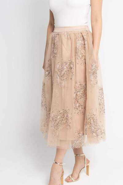 Nichii Embroidered Lace Midi Skirt
