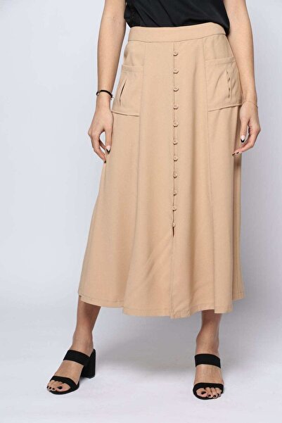 Nichii Solid Midi Skirt with Pockets