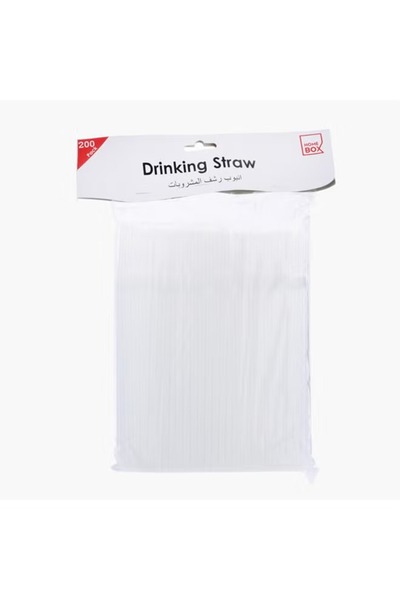 Generic Set of 200 White Twisted Drinking Straws 21cm