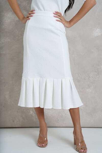 Nichii Checkered Ruffled Midi Skirt