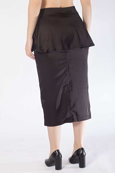 Nichii Solid Ruffled Midi Skirt