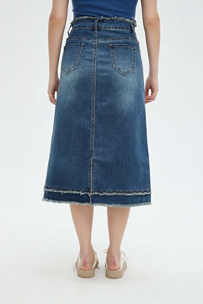 Nichii Solid Midi Skirt with Pockets