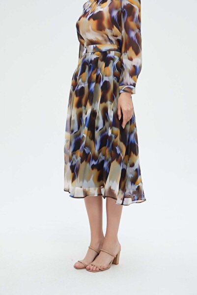 Nichii Floral Ruffled Midi Skirt