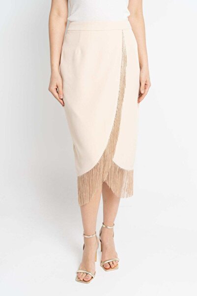 Nichii Solid Ruffled Midi Skirt