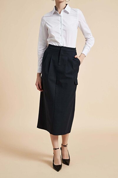 Yola تنورة ميدي سادة مع جيوب جانبية