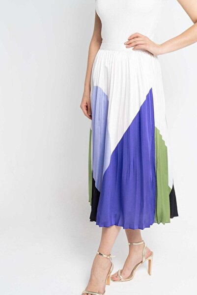 Nichii Graphic Print Pleated Midi Skirt